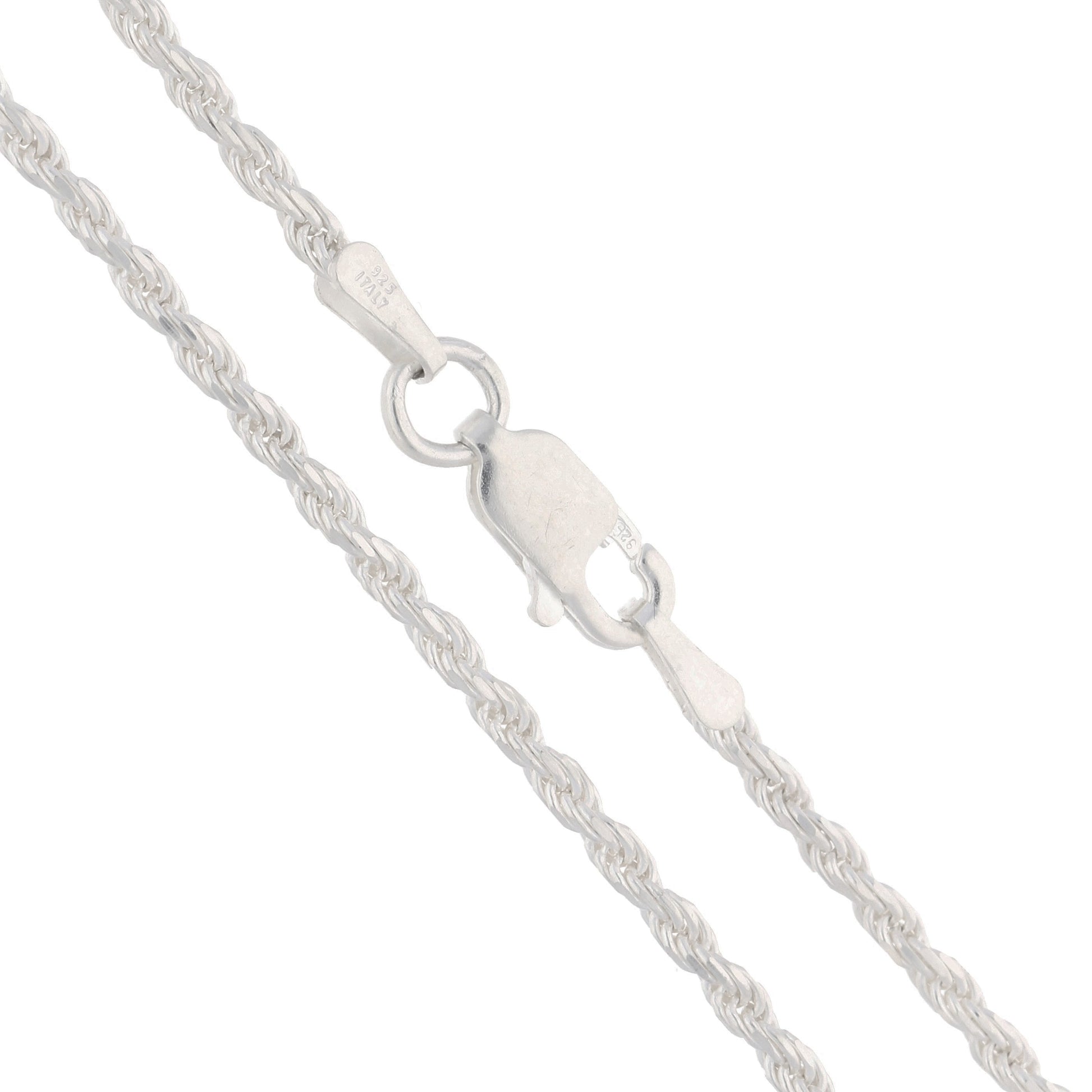 2mm Sterling Silver Diamond-Cut Rope Chain Necklace - Silver Insanity