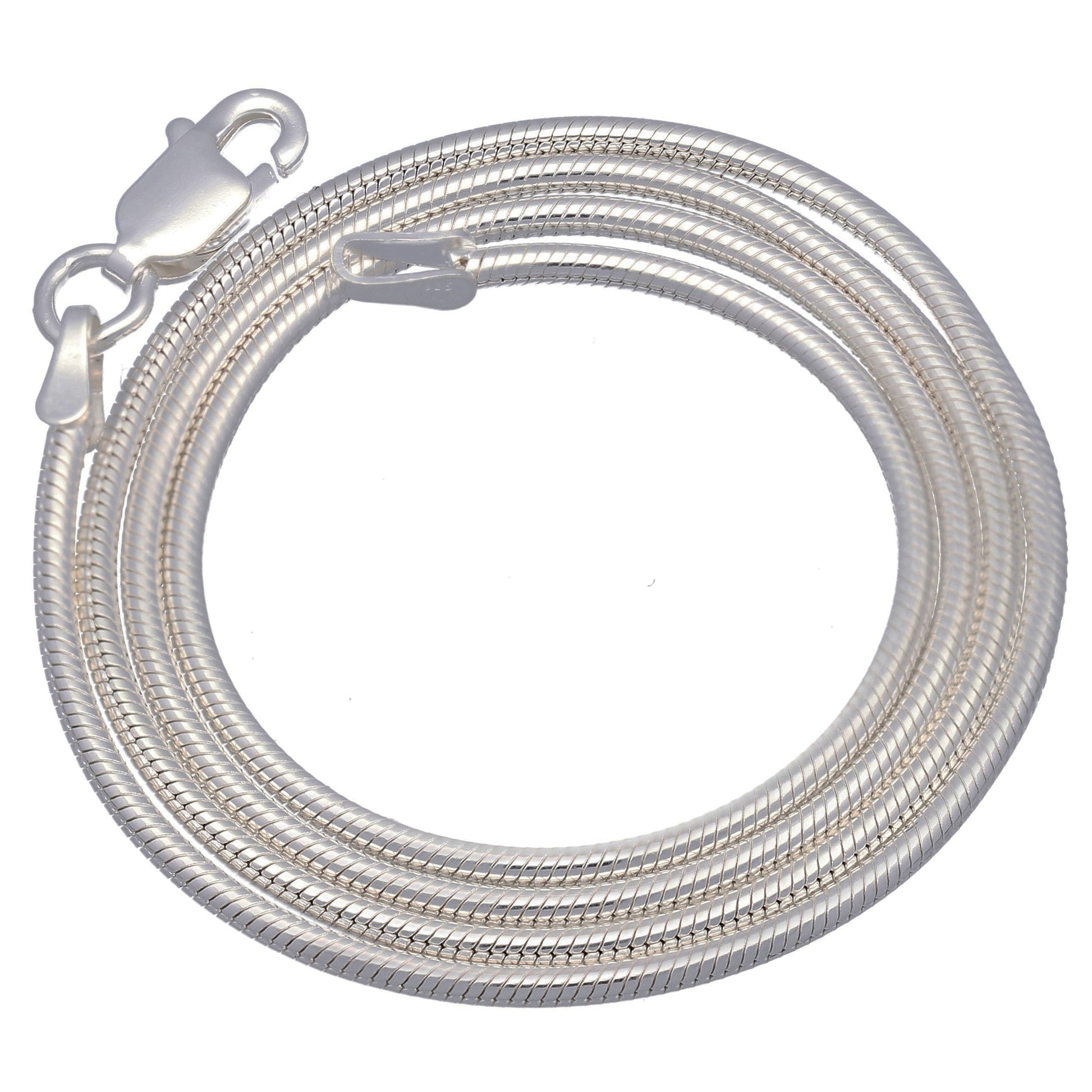 Italian 2mm Sterling Silver Snake Chain Necklace - Silver Insanity
