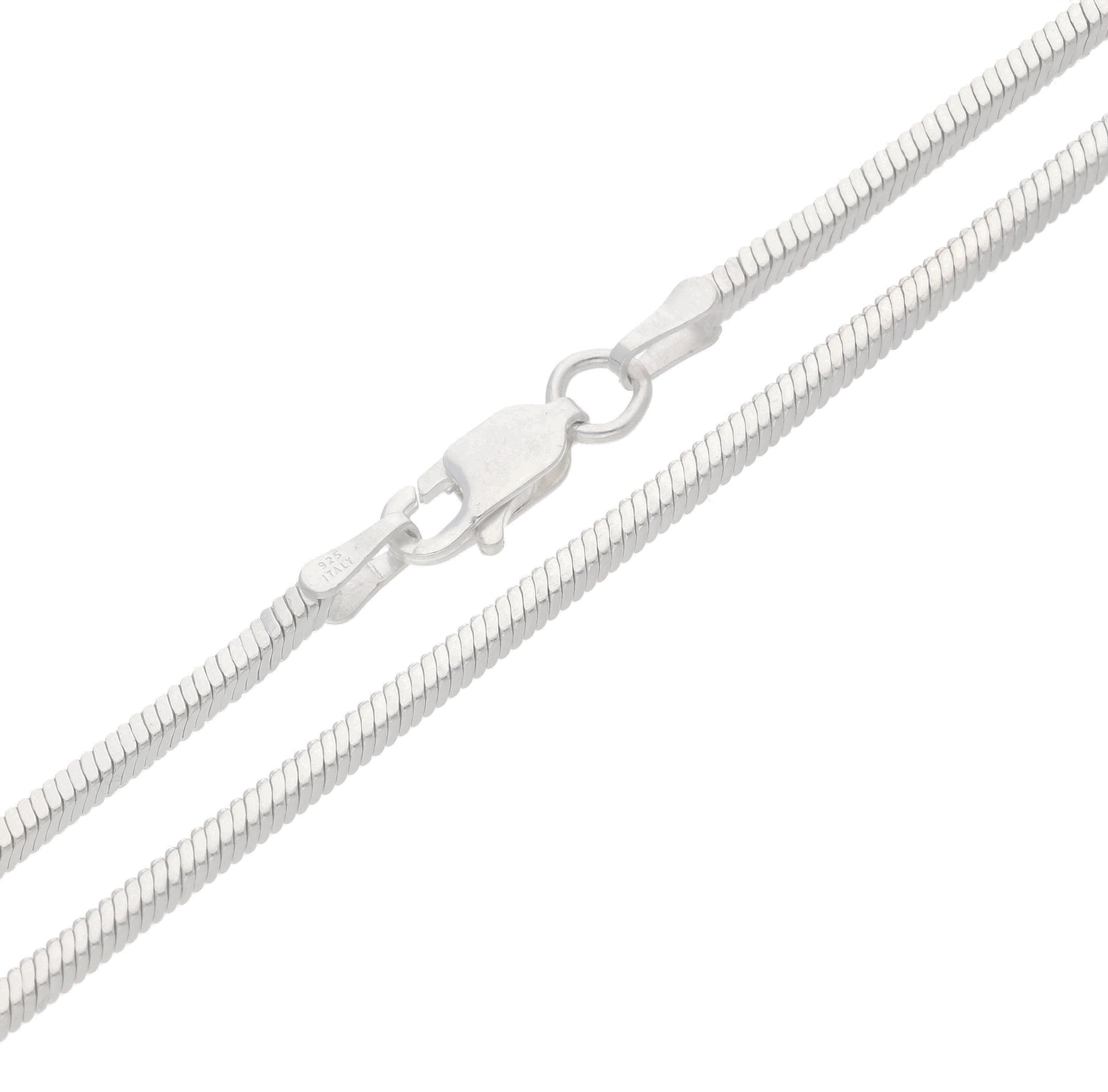 2mm Sterling Silver Diamond-Cut Square Magic Snake Chain Necklace - Silver Insanity