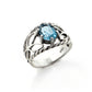 Genuine Blue Topaz Oval and Open Leaves Sterling Silver Ring - Silver Insanity