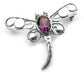Sterling Silver Purple Glass Stone Dragonfly Pin Brooch - Silver Insanity