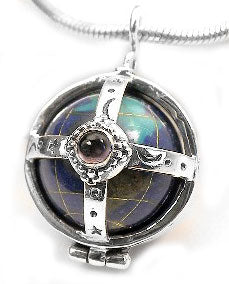 Sterling Silver Multi-Stone Caged Earth Globe Pendant - Silver Insanity