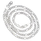 Diamond-Cut 4mm Wide Sterling Silver Figaro Chain Necklace Italian - Silver Insanity