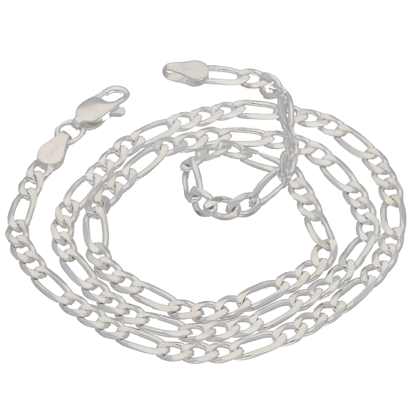 Diamond-Cut 6mm Wide Sterling Silver Figaro Chain Necklace Italian - Silver Insanity
