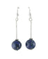 Straight Stick Drops and Genuine Blue Lapis Bead Sterling Silver Hook Earrings - Silver Insanity