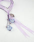 Lavender Purple Sheer Ribbon and Cord Y Necklace 24" Sterling Silver Clasp - Silver Insanity