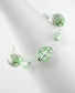 Rose and Green Foil Glass Beads Sterling Silver 8.5" Bracelet - Silver Insanity