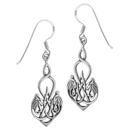 Celtic Knot Heart Sterling Silver Hook Earrings - Silver Insanity