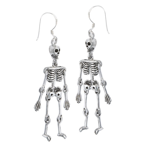 Moveable Sterling Silver Science SKELETON Bone Earrings - Silver Insanity