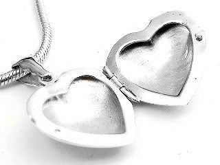 Sterling Silver Smooth Classic Heart Locket Pendant with 18" Snake Chain Necklace - Silver Insanity