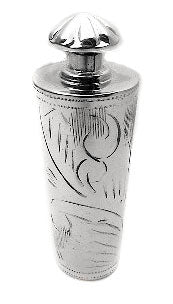 Small Sterling Silver Collectible Etched Perfume Scent Holder Bottle - Silver Insanity