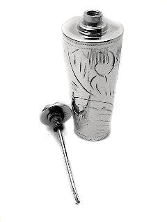 Small Sterling Silver Collectible Etched Perfume Scent Holder Bottle - Silver Insanity