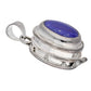 Oval Amber or Blue Lapis Gemstone Sterling Silver Poison Locket Pill Box Pendant - Silver Insanity