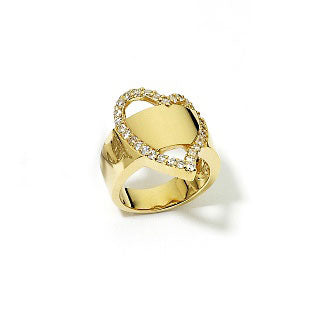 Gold over Sterling Silver Vermeil Eternity Heart Ring - Silver Insanity