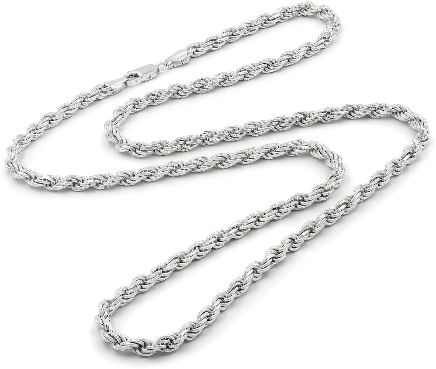 Diamond-Cut Rope Chain, 5mm Thick, Anti-Tarnish Sterling Silver – Silver  Insanity