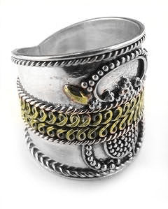 Sterling Silver Winged Goddess Armor Band Ring - Silver Insanity