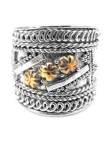 Sterling Silver Squires Gold Star Armor Ring - Silver Insanity