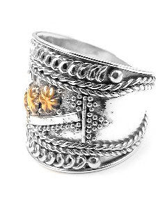 Sterling Silver Squires Gold Star Armor Ring - Silver Insanity
