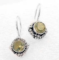New Small Round Sterling Silver YELLOW Citrine Earrings - Silver Insanity