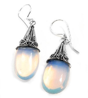 Sterling Silver Sea-Opal Loose Glass Teardrop Earrings - Silver Insanity