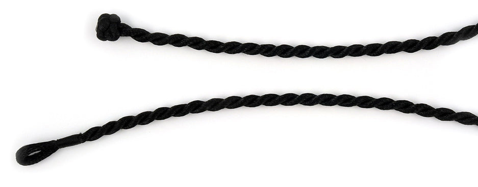 Black Synthetic Faux Silk Rope Cord 17" Necklace - Silver Insanity