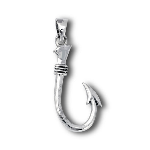 Neat Sterling Silver Fish Hook or Fishing Pendant Charm - Silver Insanity