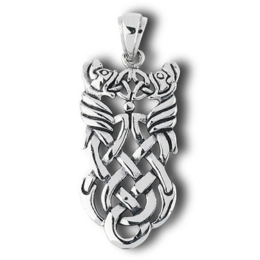 Double Dragon Celtic Knotted Sterling Silver Pendant - Silver Insanity