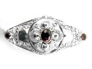 Medieval GARNET Sterling Silver Poison Cuff Bracelet - Silver Insanity