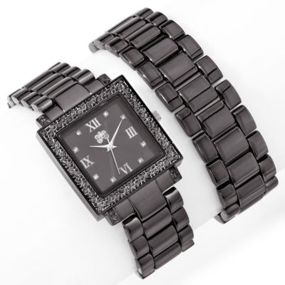 Gunmetal Curations with Stefani Greenfield Wrap Watch and Bracelet Set - Silver Insanity