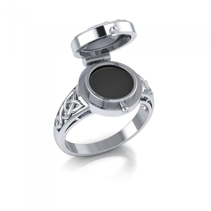 celtic locket ring sterling silver