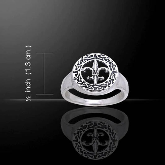 Fleur De Lis & Celtic Knotwork ~ Sterling Silver Ring