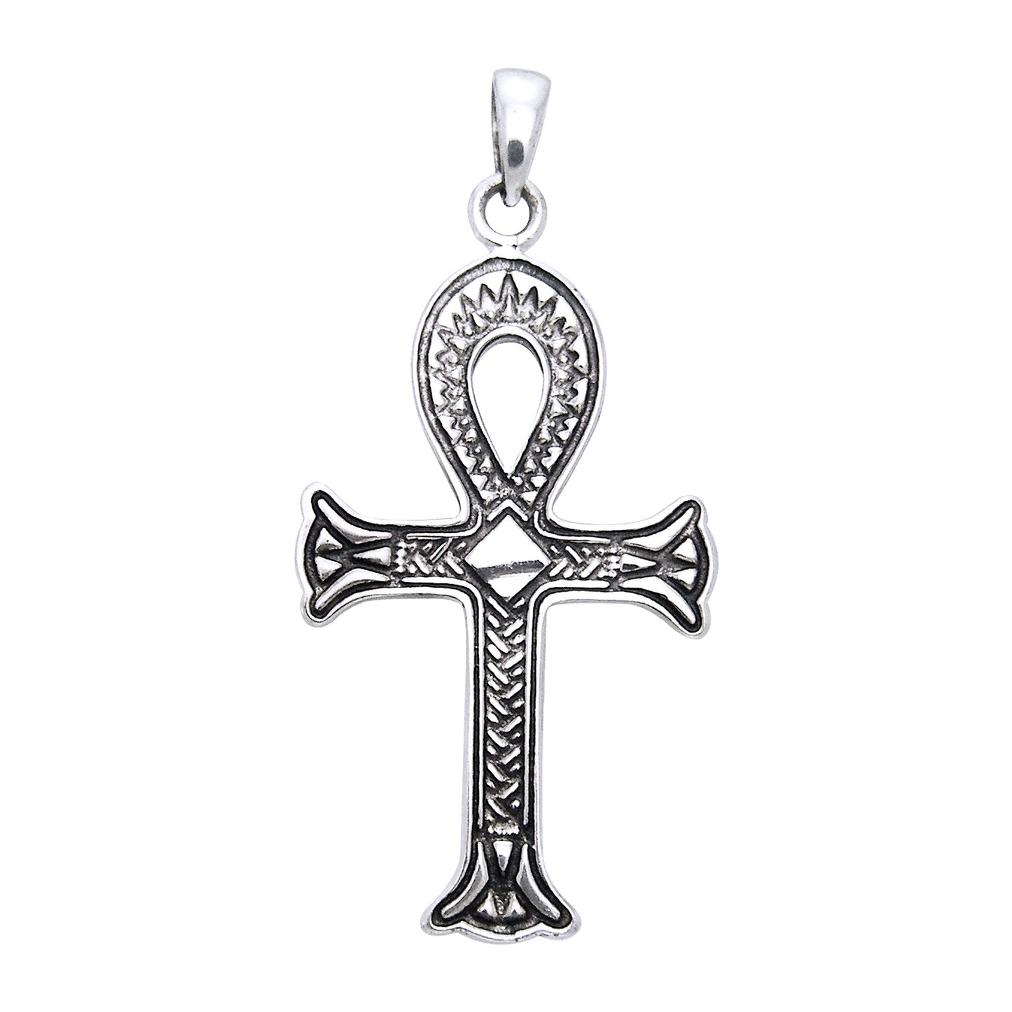 Sterling Silver Vampires Blood Cross ANKH Charm Pendant - Silver Insanity