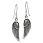 Guardian Angel Wings Feathered Sterling Silver Hook Earrings - Silver Insanity