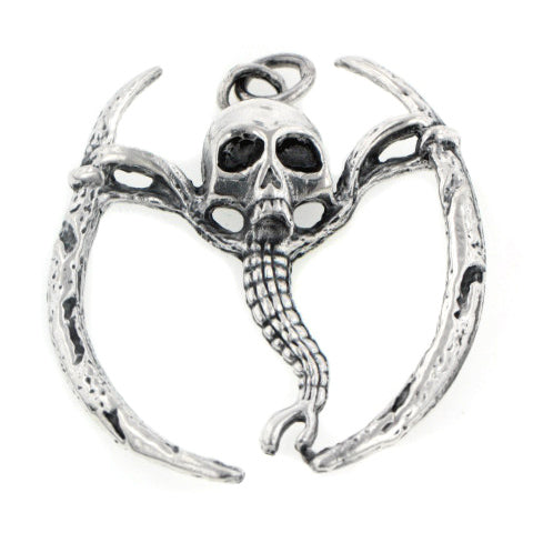 Sterling Silver Gothic French Kiss of Death Skeleton Skull Pendant - Silver Insanity