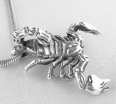 Large Sterling Silver Gothic Biker Scorpion Slide Pendant - Silver Insanity