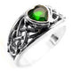 Silver Celtic Knot and Green Crystal Heart Ring - Silver Insanity