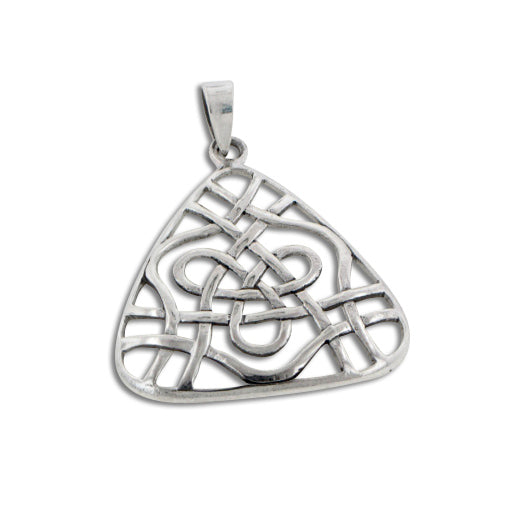 Open Celtic Trinity Knot Triangle Sterling Silver Pendant - Silver Insanity