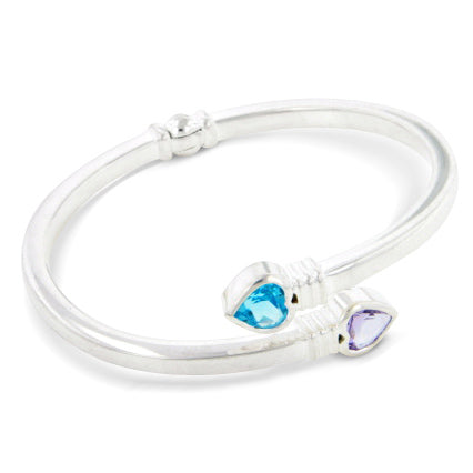 Amethyst and Blue Topaz Sterling Silver Bangle Bracelet - Silver Insanity