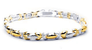 Sterling Silver Satin Finish and Gold Overlay Bracelet - Silver Insanity