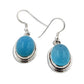Genuine Oval Blue Chalcedony Stone Sterling Silver Hook Earrings 10gr - Silver Insanity
