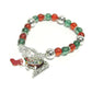 Green And Red Beaded Christmas Stretch Charm Bracelet - Silver Insanity