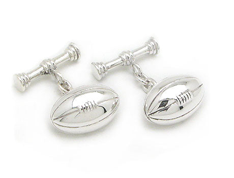 Mens Sterling Silver Football Cuff Links Chain and Bar Cufflinks - Silver Insanity