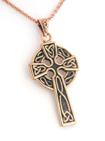 Medium Celtic Knot Sun Cross Solid Copper Pendant and 20" Necklace - Silver Insanity