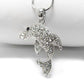 Dolphin Pave Crystal Set White Gold Plated Pendant and 18" Snake Chain Necklace - Silver Insanity