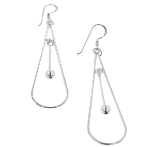 Long Sterling Silver Pendulum Drop Yoga Earrings of Balance - Silver Insanity