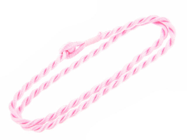 Bright Pink Synthetic Faux Silk Rope Cord 17" Necklace - Silver Insanity