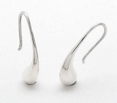 Curved Kidney Bean Shaped Sterling Silver Hook Earrings - Silver Insanity
