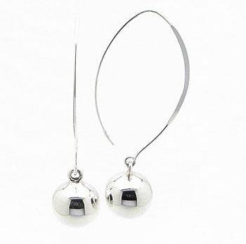 12mm Ball Drops Sterling Silver Shaped Ear Wire Hook Earrings - Silver Insanity