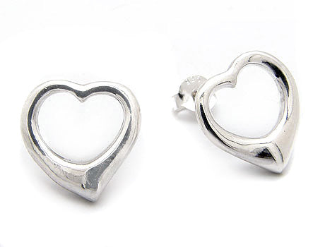 Curved Puffed Heart Earrings Post Studs in Sterling Silver - Silver Insanity
