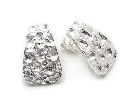 Curved Hammered Finish Sterling Silver Post Stud Earrings - Silver Insanity